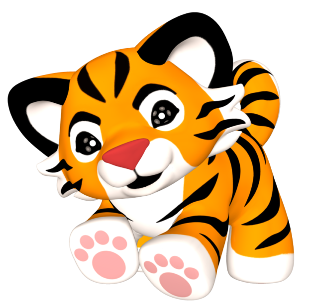 a cartoon tiger sitting down on the ground