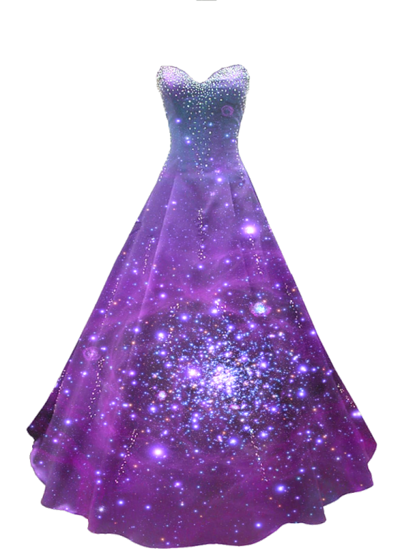 a dress with purple and blue stars on it
