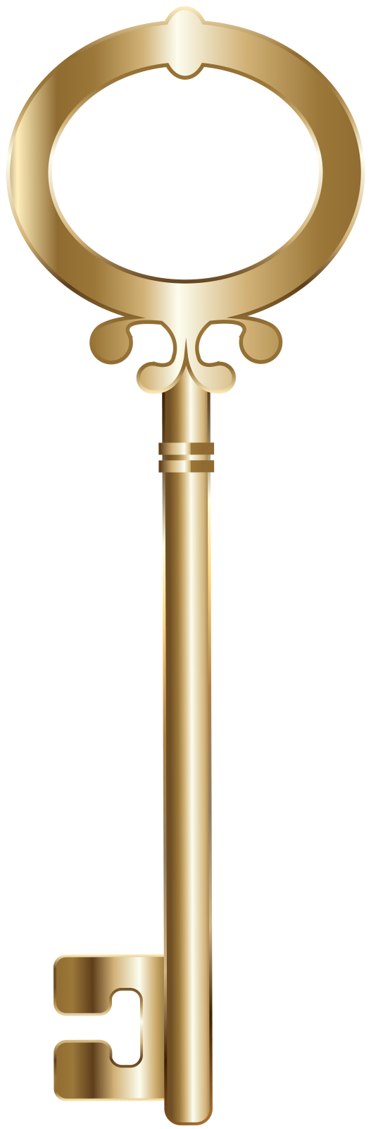 a golden key on a white background