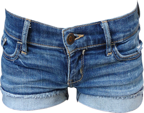 a pair of denim shorts on a white background