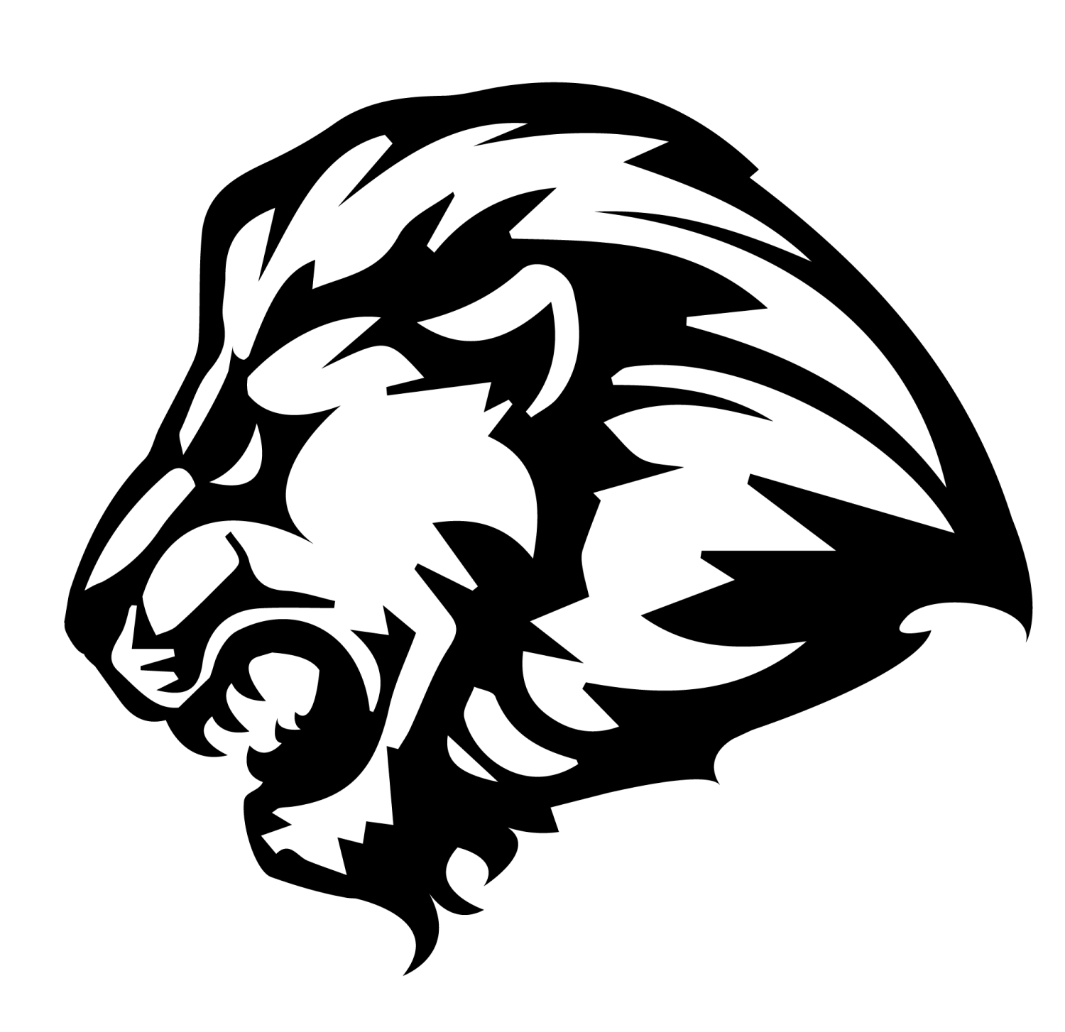 a black and white silhouette of a lion