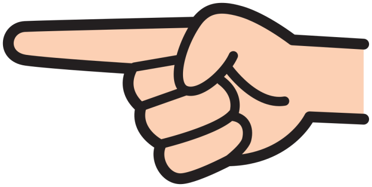 a hand pointing to the right