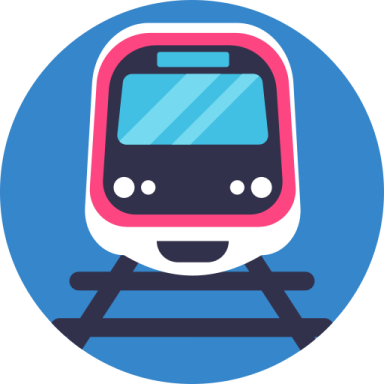 a train icon on a white background
