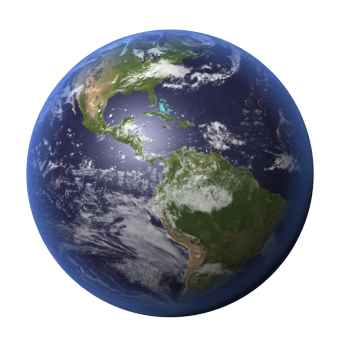 the earth with a white background