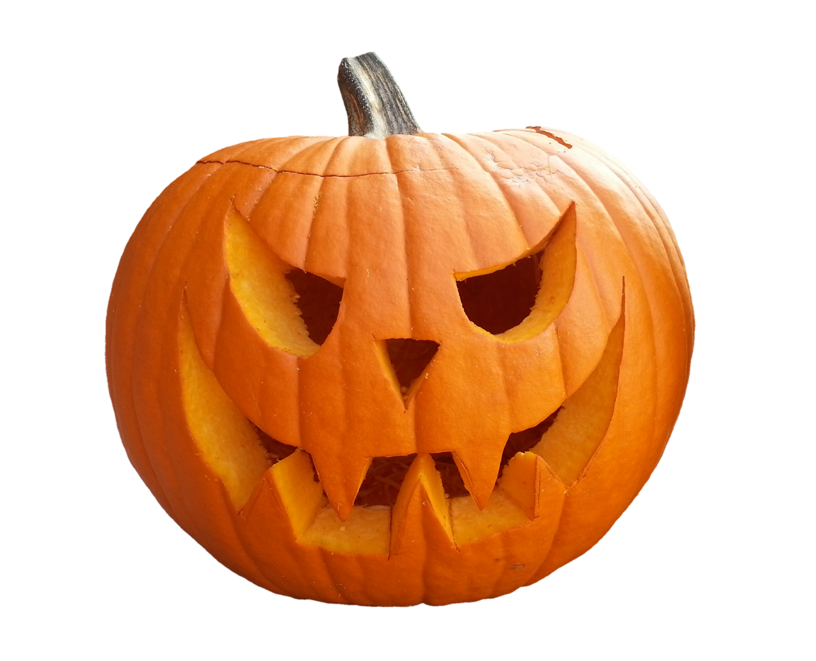 a halloween pumpkin with the face carved into it