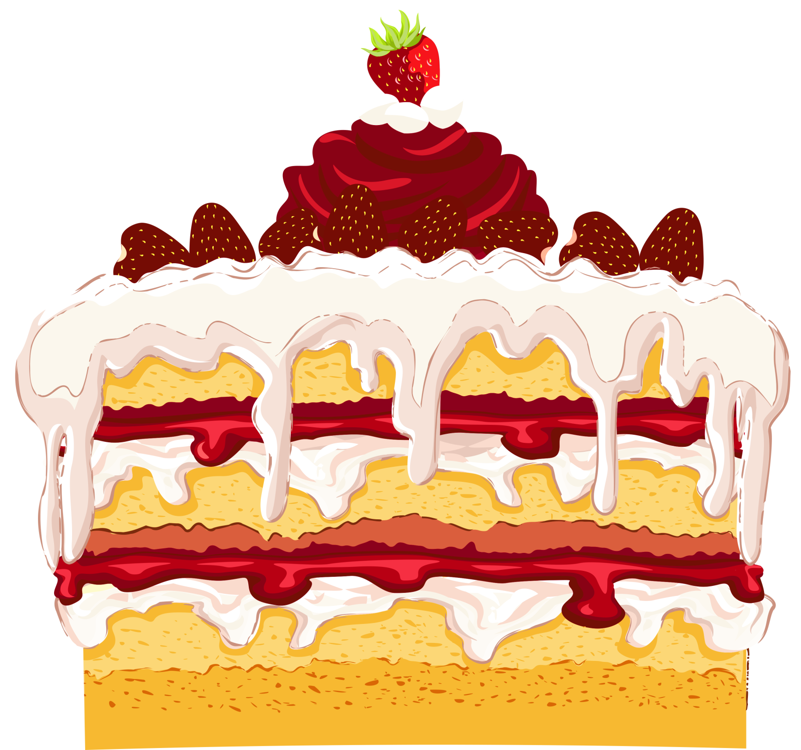 a piece of cake with strawberries on top