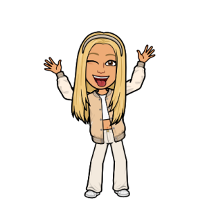 a cartoon of a woman with her hands up