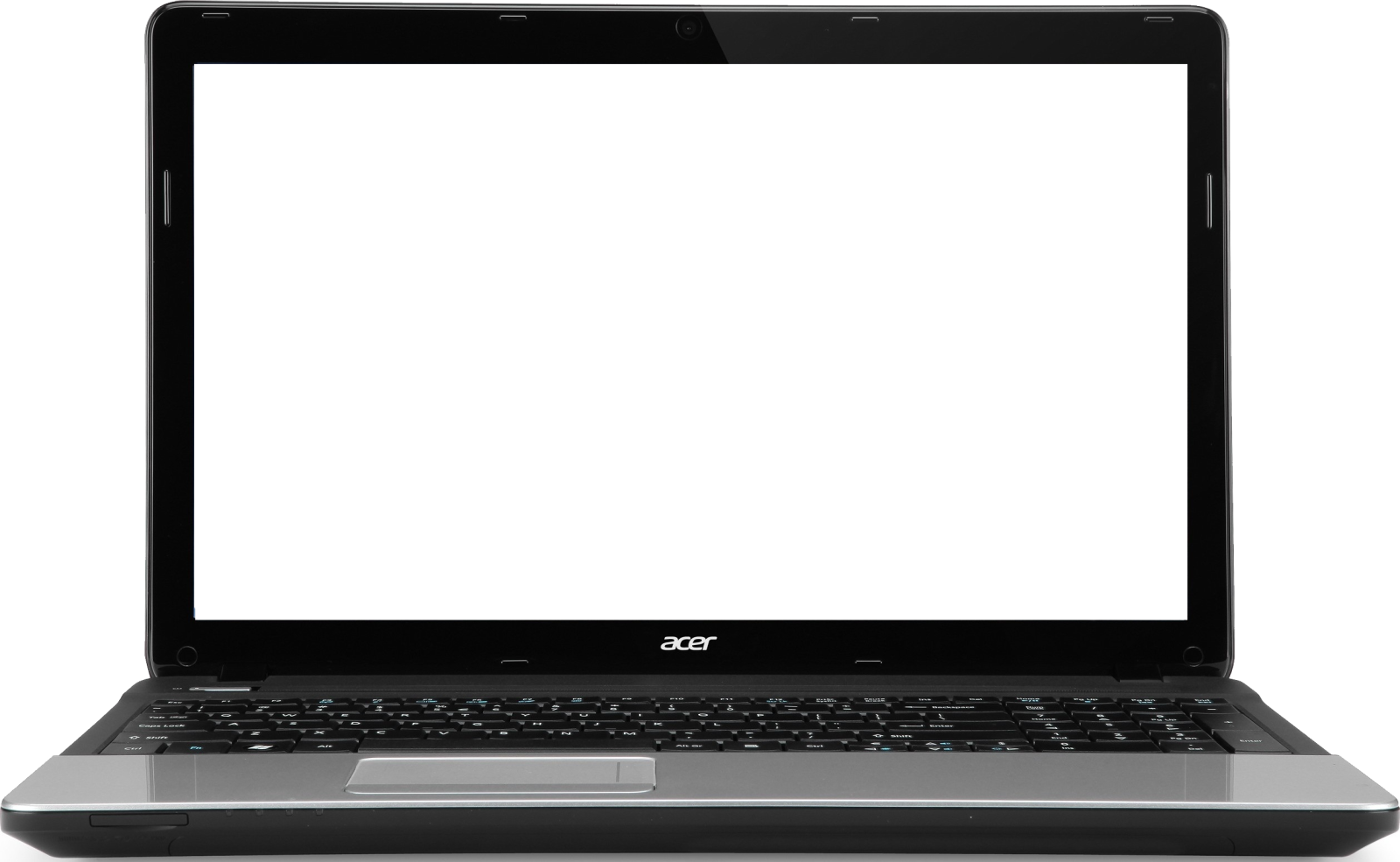 a laptop computer with a blank screen