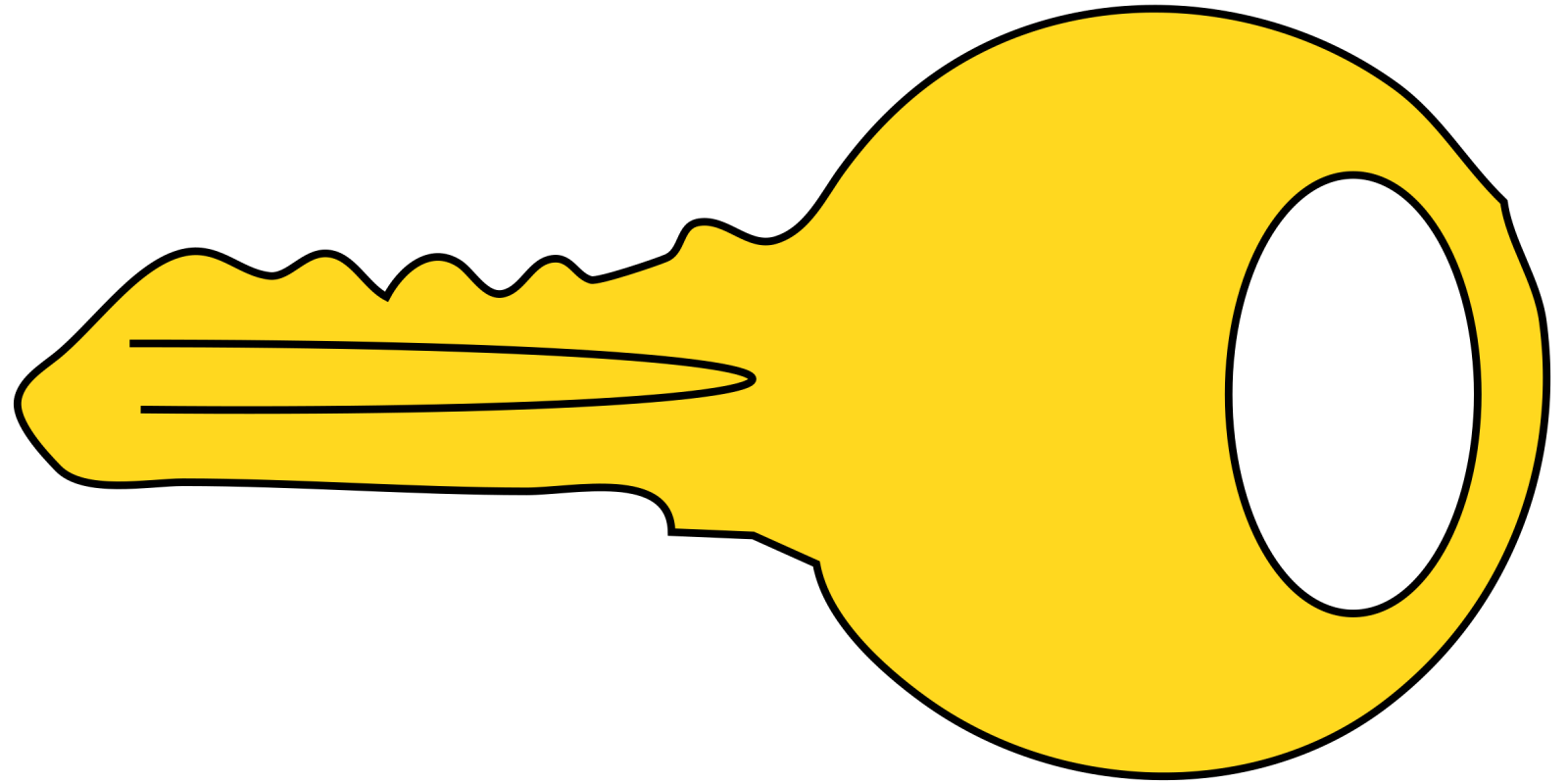 a yellow key with a white background