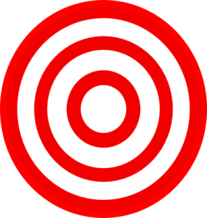 a red target with a white background