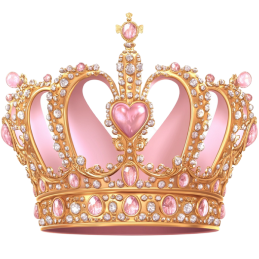a pink and gold crown with diamonds