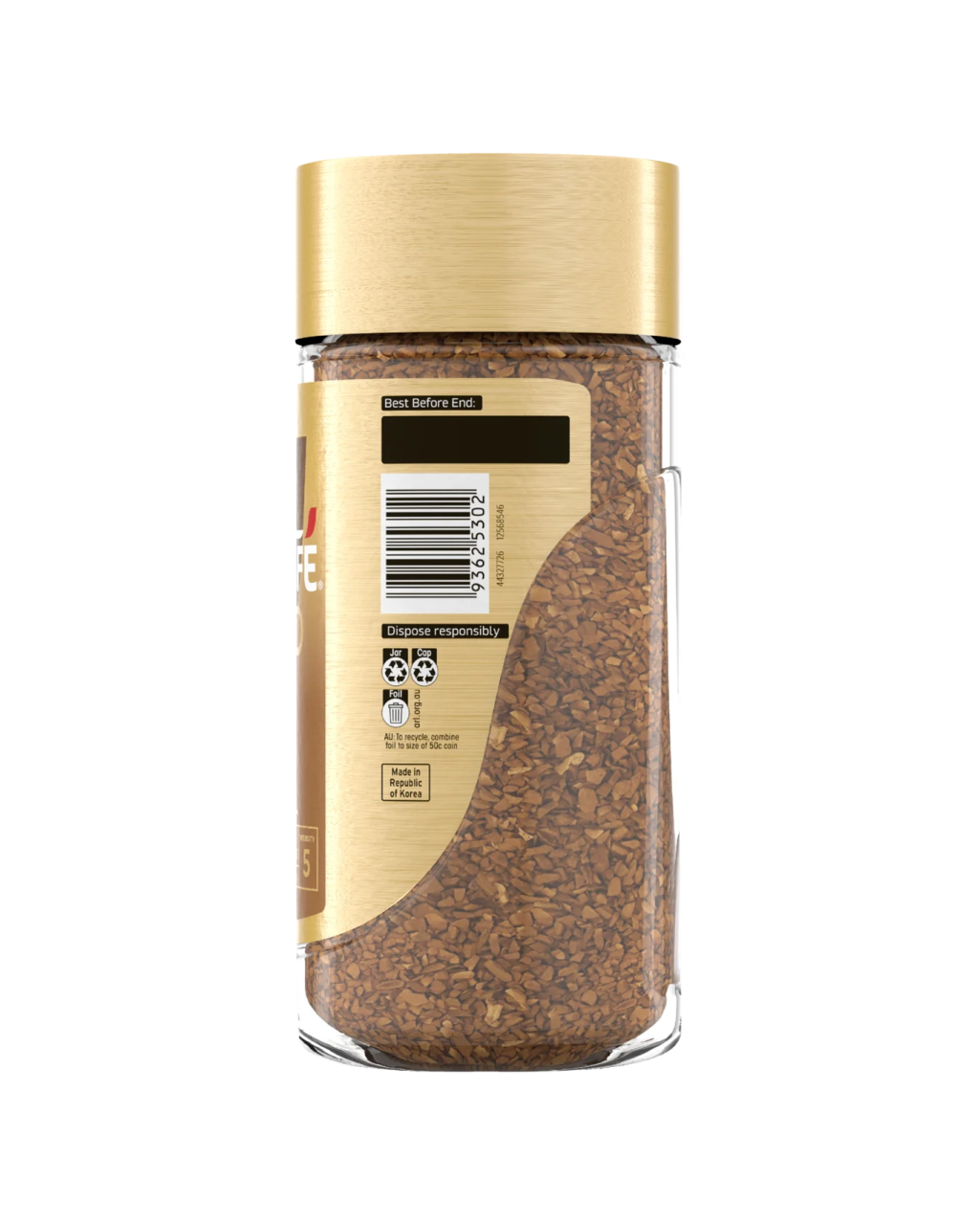 a jar of coffee beans on a white background