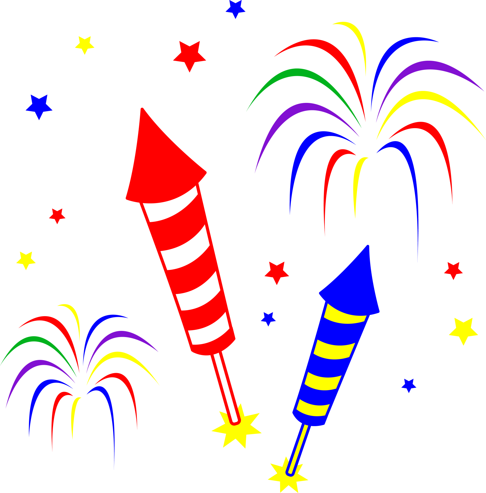 a colorful fireworks clipart