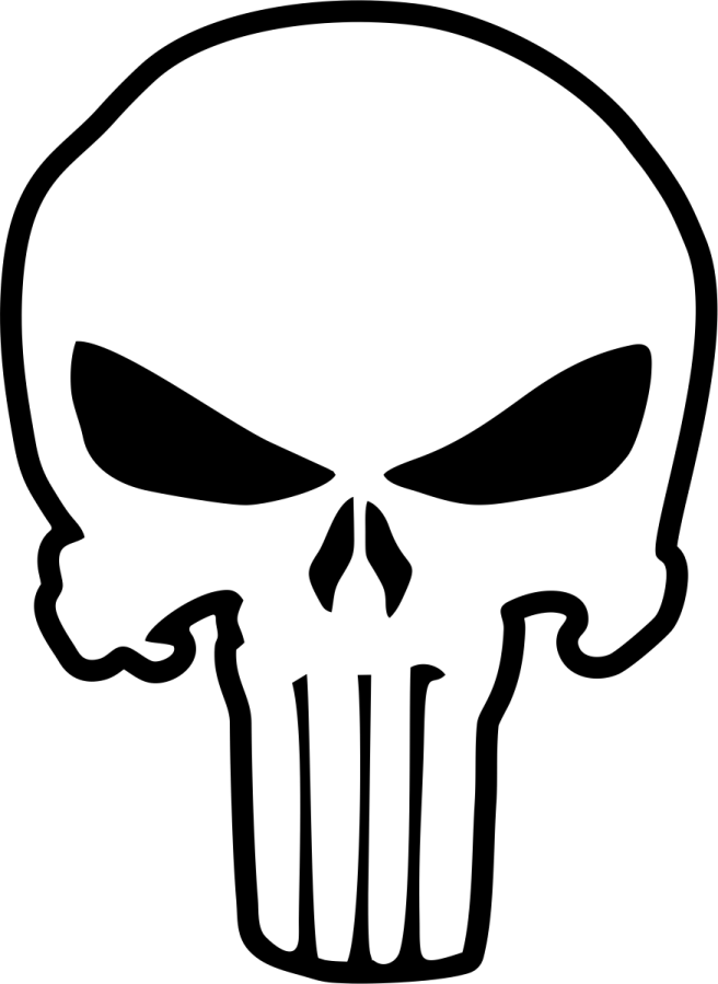 a black and white punish skull