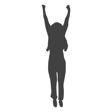 a silhouette of a woman jumping in the air