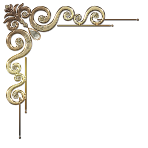 a gold and brown metal sign with swirl design