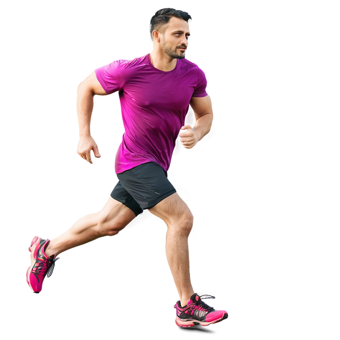 a man running on a white background