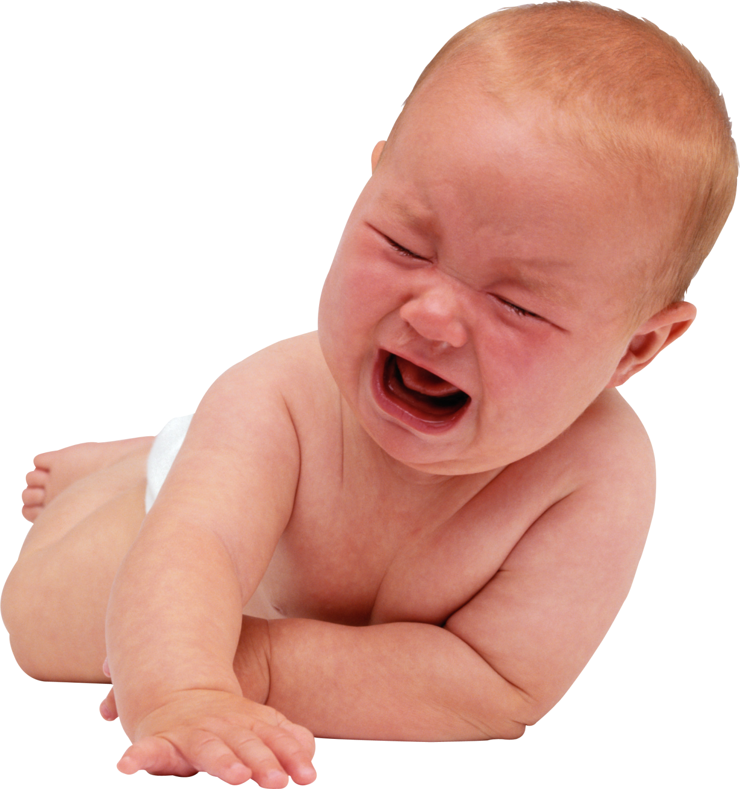 a baby is laughing while laying on the floor