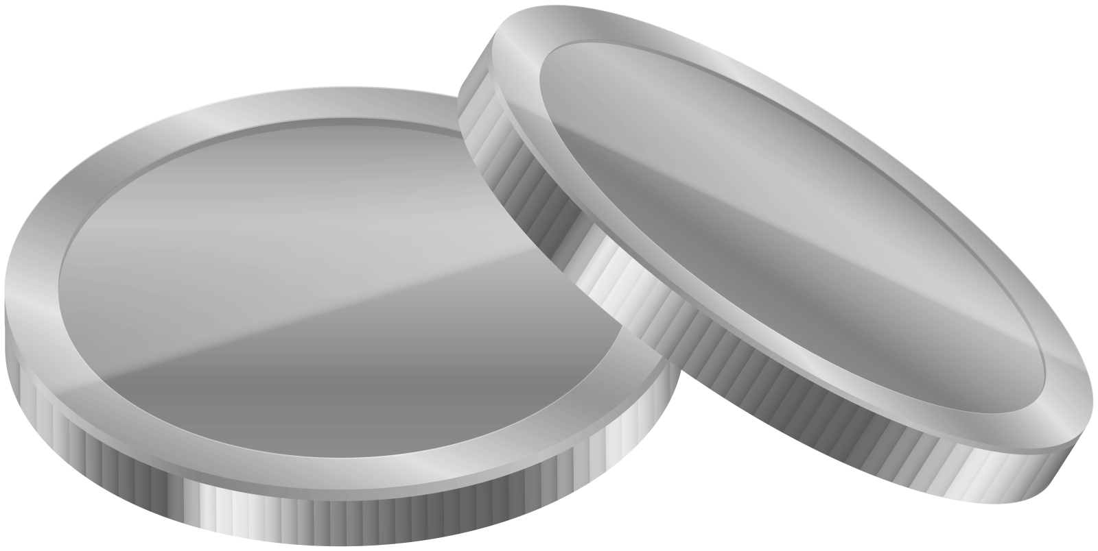 a pair of silver coins on white background