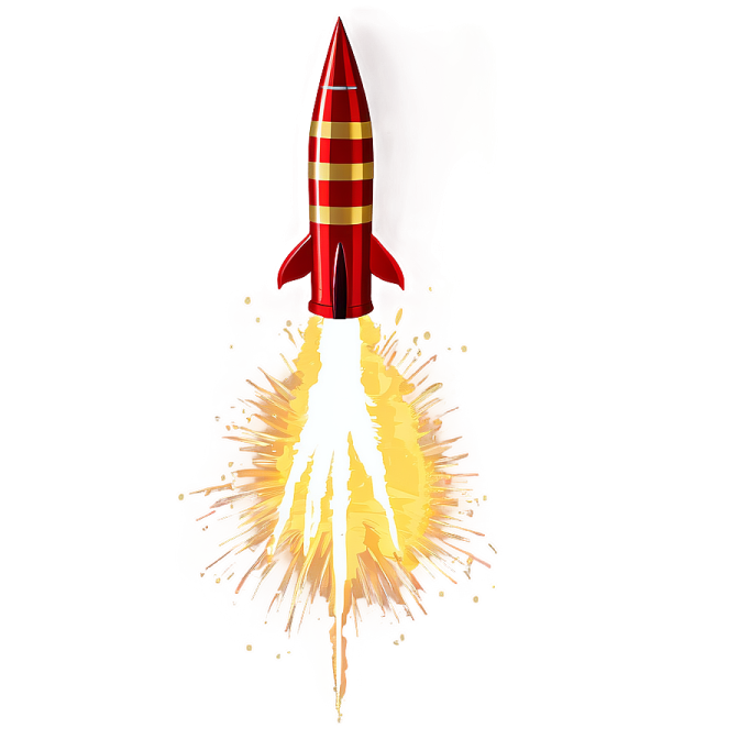 a red and yellow rocket
