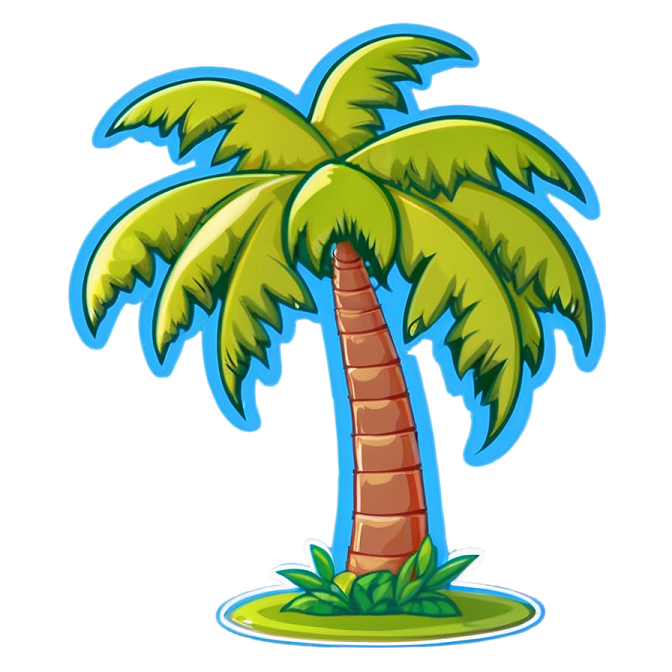 a cartoon palm tree on an island
