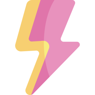 a pink and yellow lightning bolt