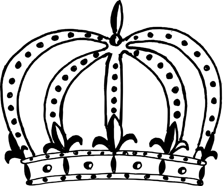 a black and white drawing of a crown