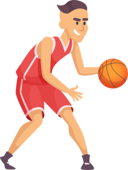 a basketball player with a ball in his hand