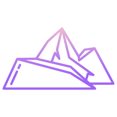 a mountain icon with a purple outline