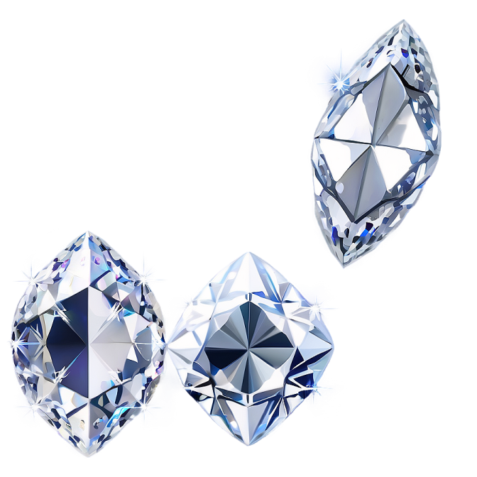 three diamonds on a white background