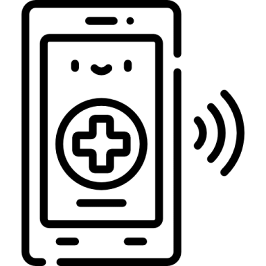 a phone with a cross on the screen