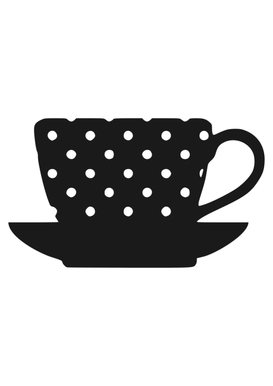 a black and white silhouette of a coffee cup