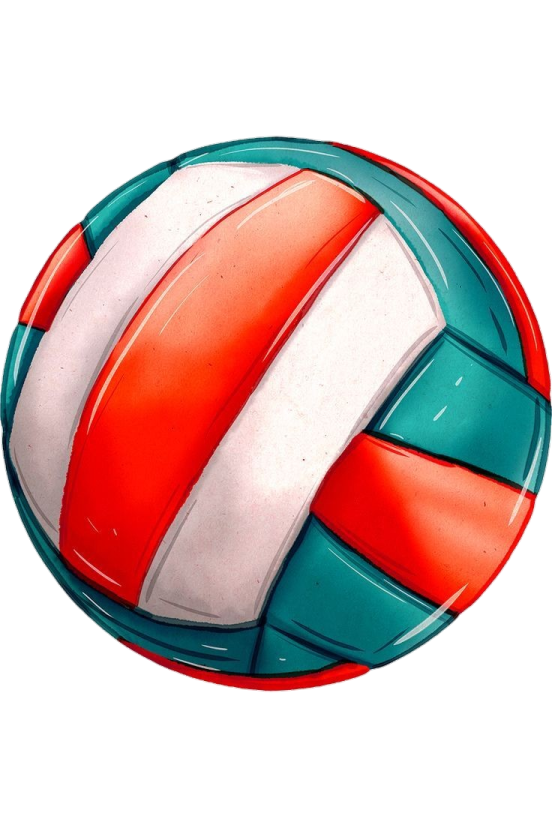 a red and white volleyball ball on a white background