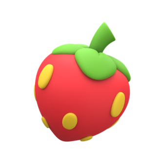a red apple with green leaves on it