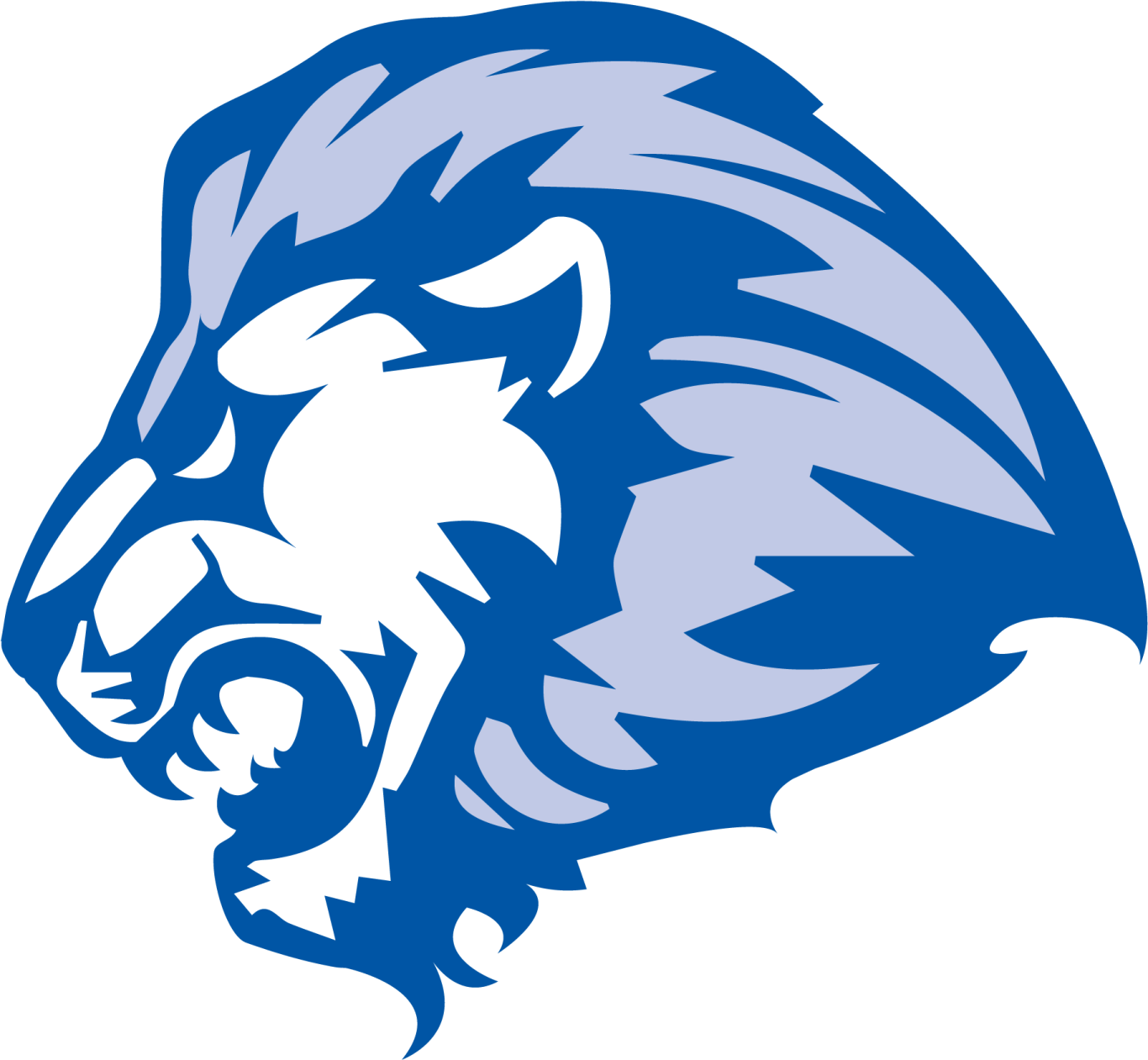 a blue and white lion head