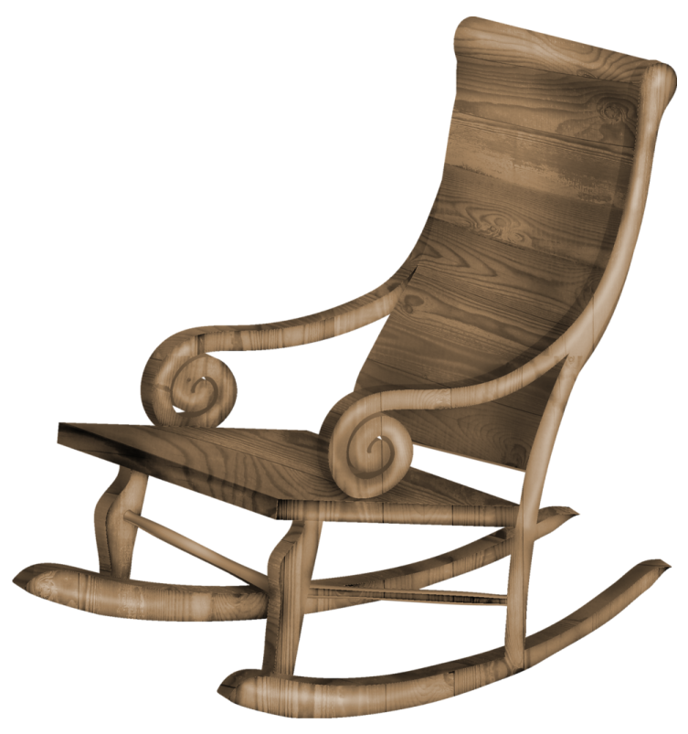 a wooden rocking chair on a white background