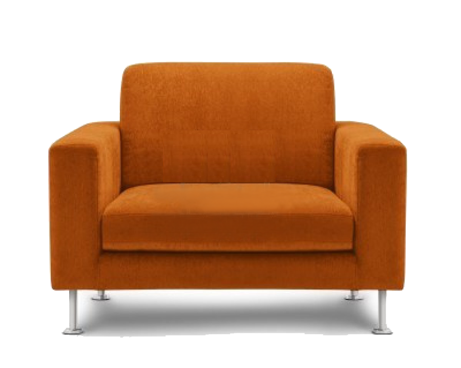an orange chair on a white background