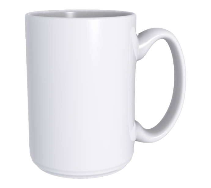 a white mug with a handle on it
