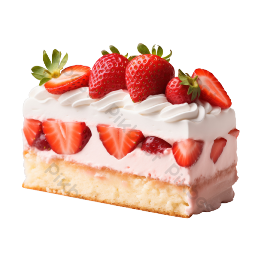 a piece of cake with strawberries on top