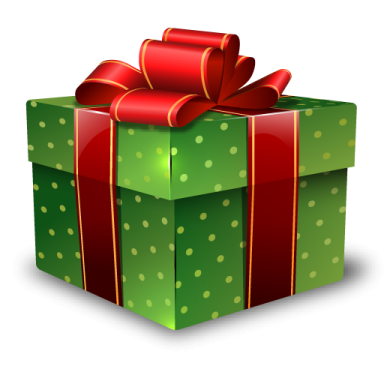 a green gift box with red ribbon and bow