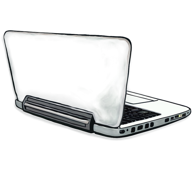 a laptop computer on a white surface