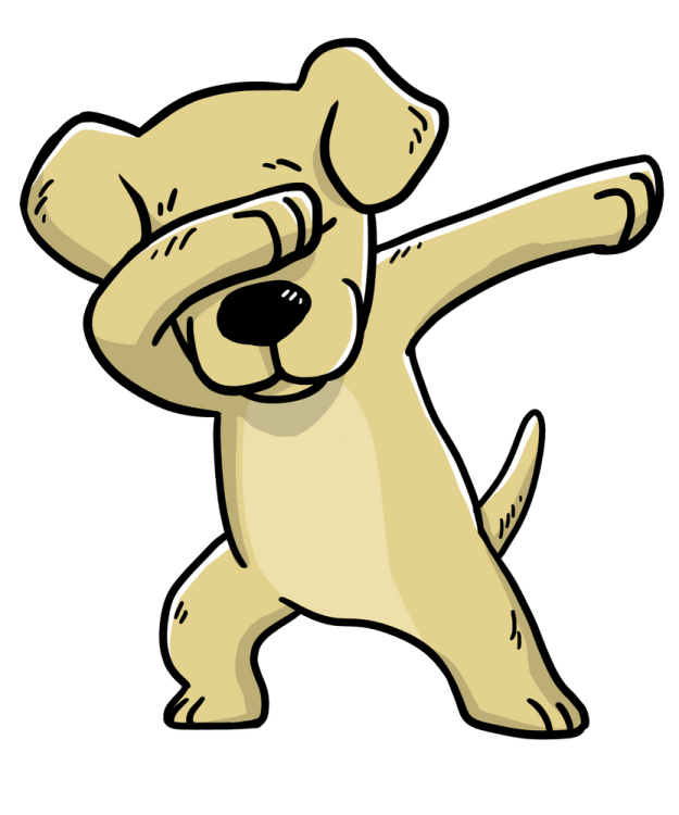 a cartoon dog with its arms spread out