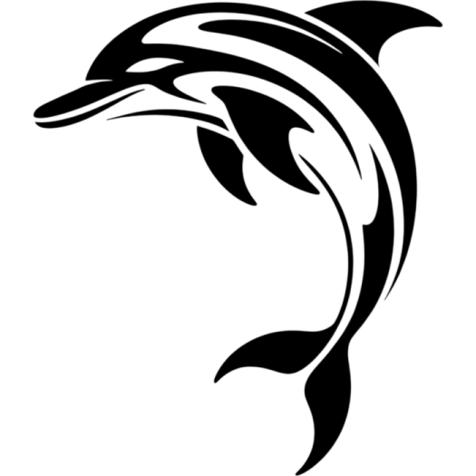 a black and white dolphin tattoo design