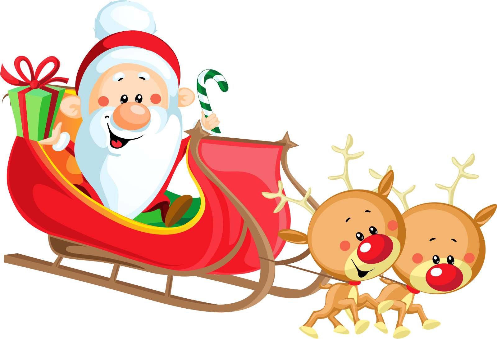 a santa claus and his reindeer sled