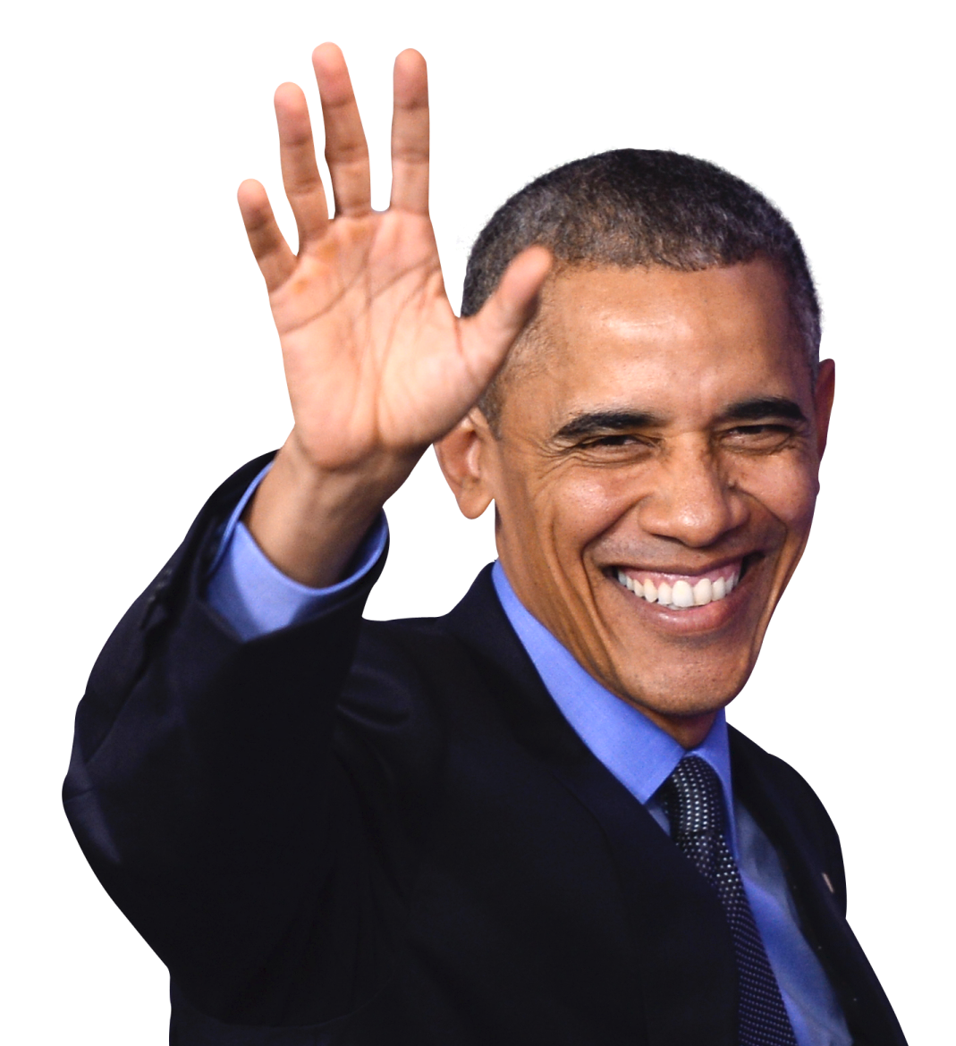 a man in a suit and tie waves his hand