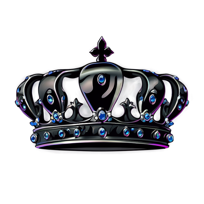 a black and white crown with blue eyes