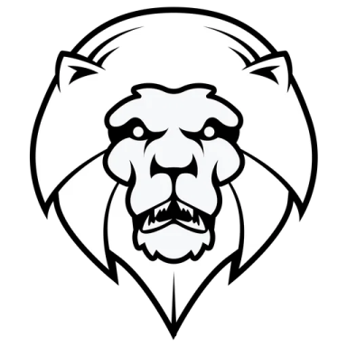 a black and white image of a lion head