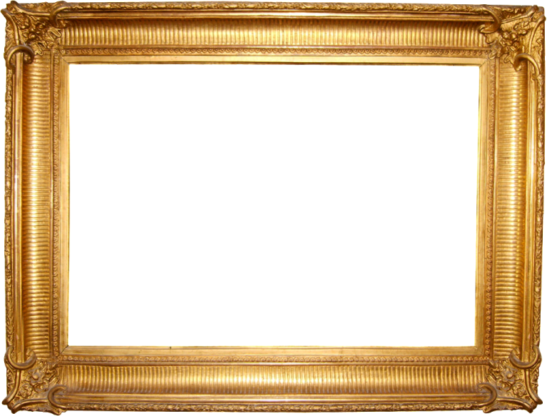 a gold frame on a white background