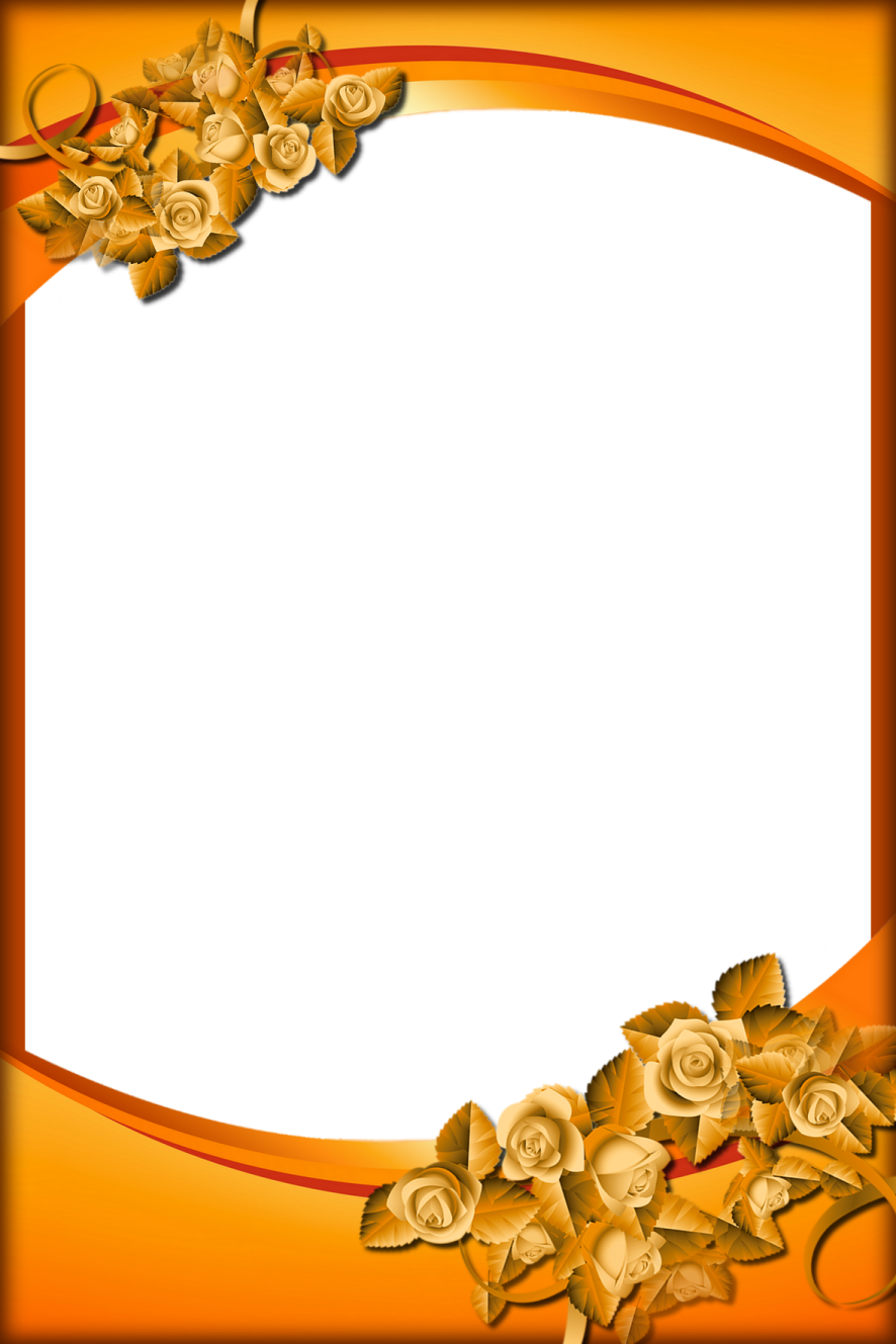 an orange frame with roses on it