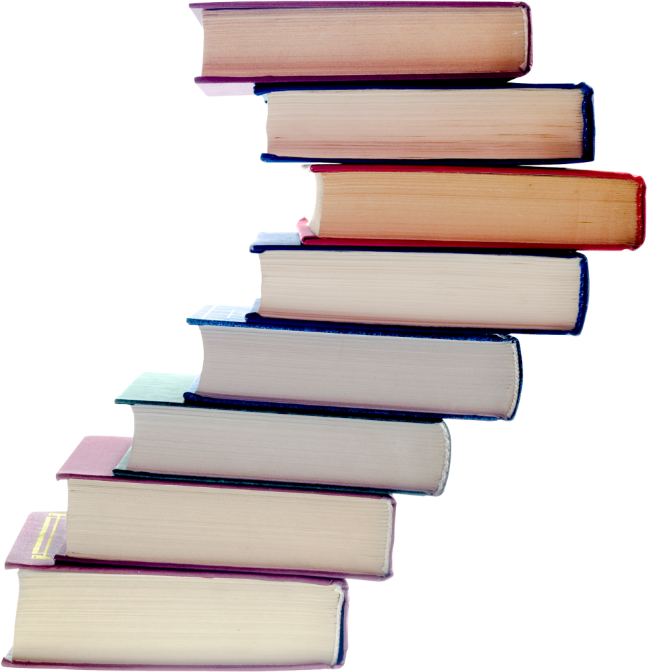 a stack of books on a white background